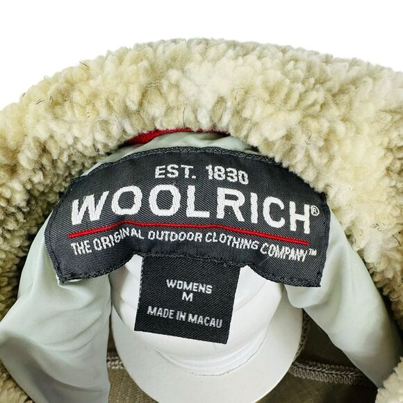 Woolrich Deep Pile Fleece Jacket Button Down Snowflake Womens Size M White Gray - Picture 9 of 10